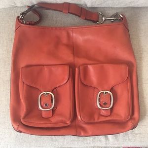 Coach Purse Orange Leather-Large